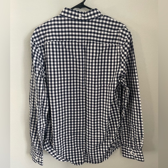 Blue Checkered Trim Fit Men's Long Sleeve Casual Button Down Nordstrom Neck 17 - Picture 10 of 12